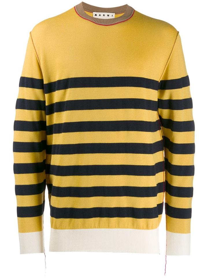 Marni Striped Crew Neck Jumper - Yellow
