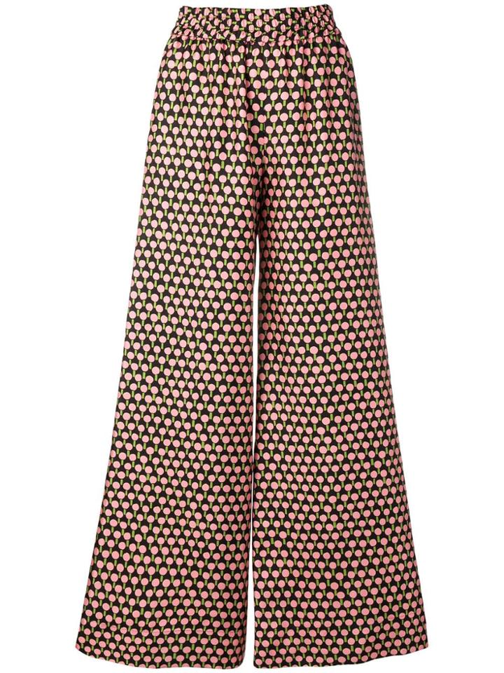 La Doublej Geometric Print Flared Trousers - Pink