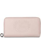 Burberry Embossed Crest Two-tone Leather Ziparound Wallet - Pink