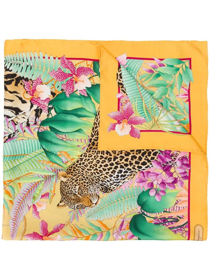 Salvatore Ferragamo Floral Print Scarf - Yellow
