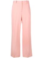 Ermanno Scervino - Wide Leg Cropped Trousers - Women - Spandex/elastane/acetate/cupro/viscose - 48, Pink/purple, Spandex/elastane/acetate/cupro/viscose