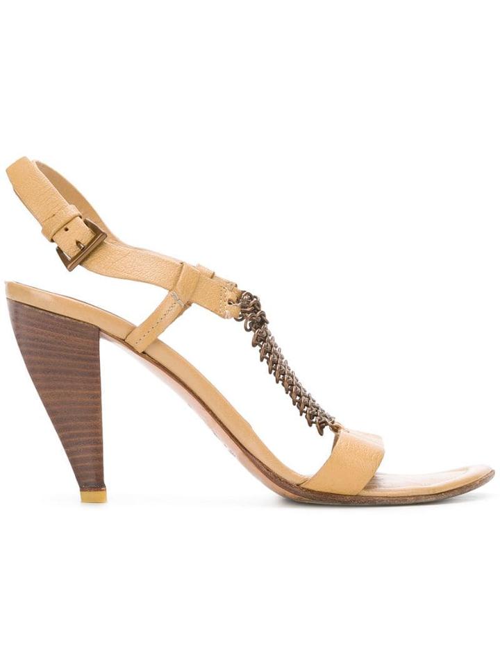 Prada Pre-owned Chain Embellished Sandals - Neutrals