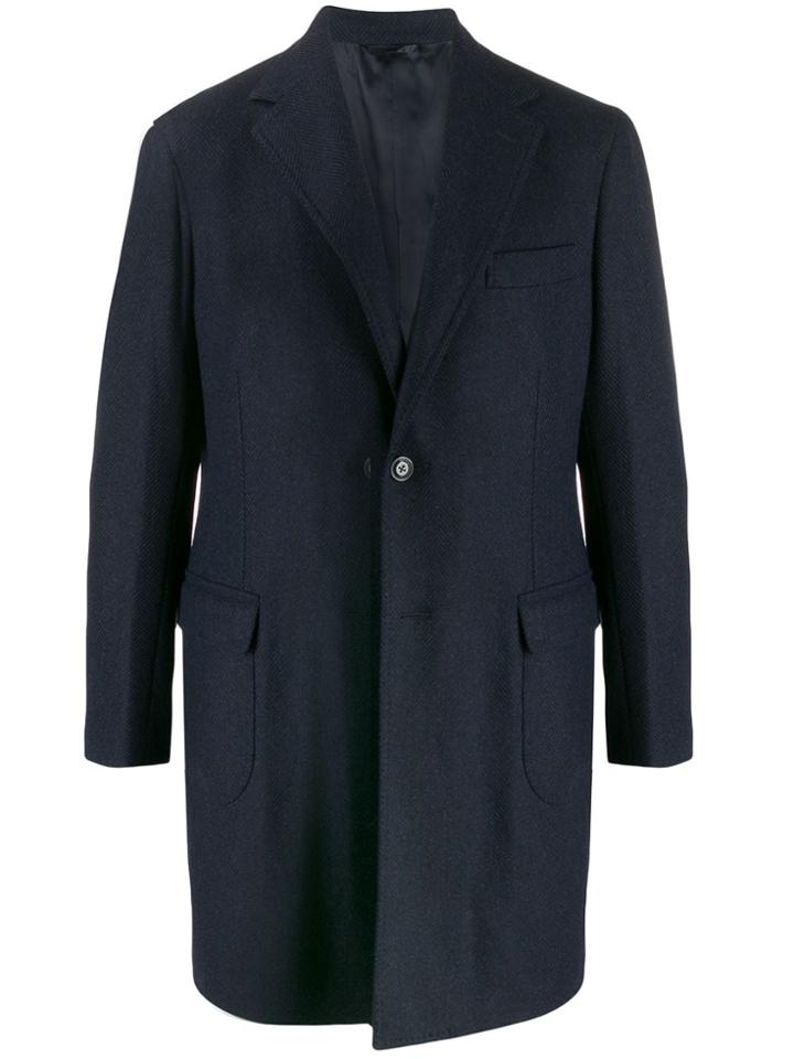 Barba Single-breasted Coat - Blue