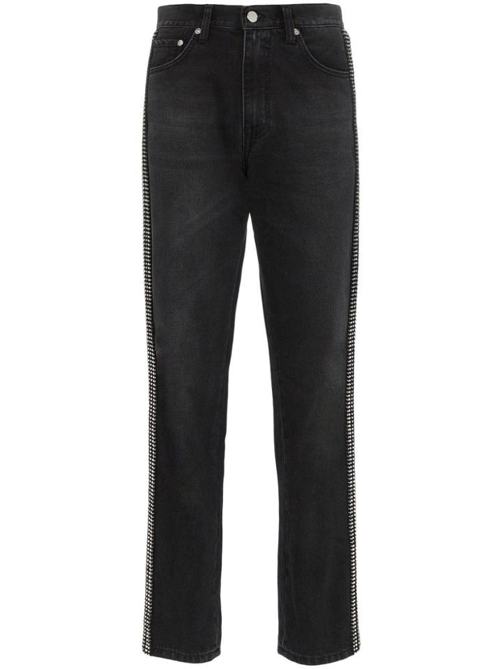 Christopher Kane Rhinestone Embellished High Waisted Jeans - Black