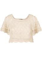 Alberta Ferretti Crochet Cropped Top - Neutrals
