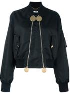 Givenchy Double Zip Bomber Jacket, Women's, Size: 40, Black, Polyamide/viscose