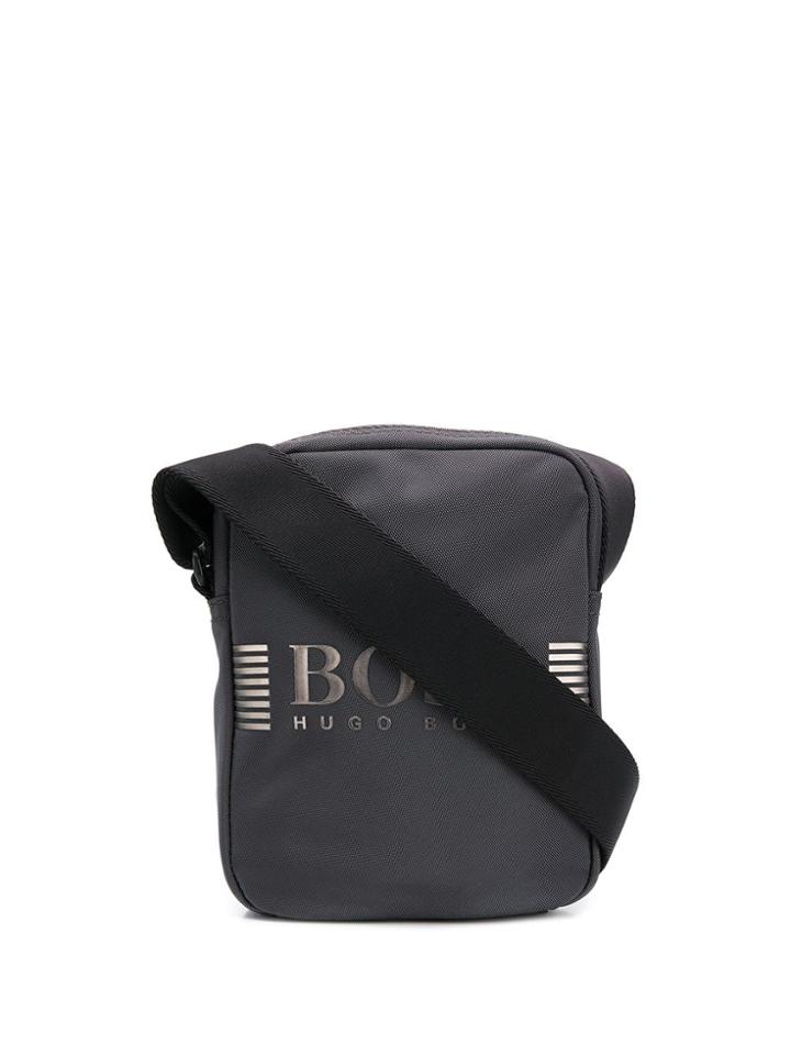 Boss Hugo Boss Logo Plaque Canvas Shoulder Bag - Grey