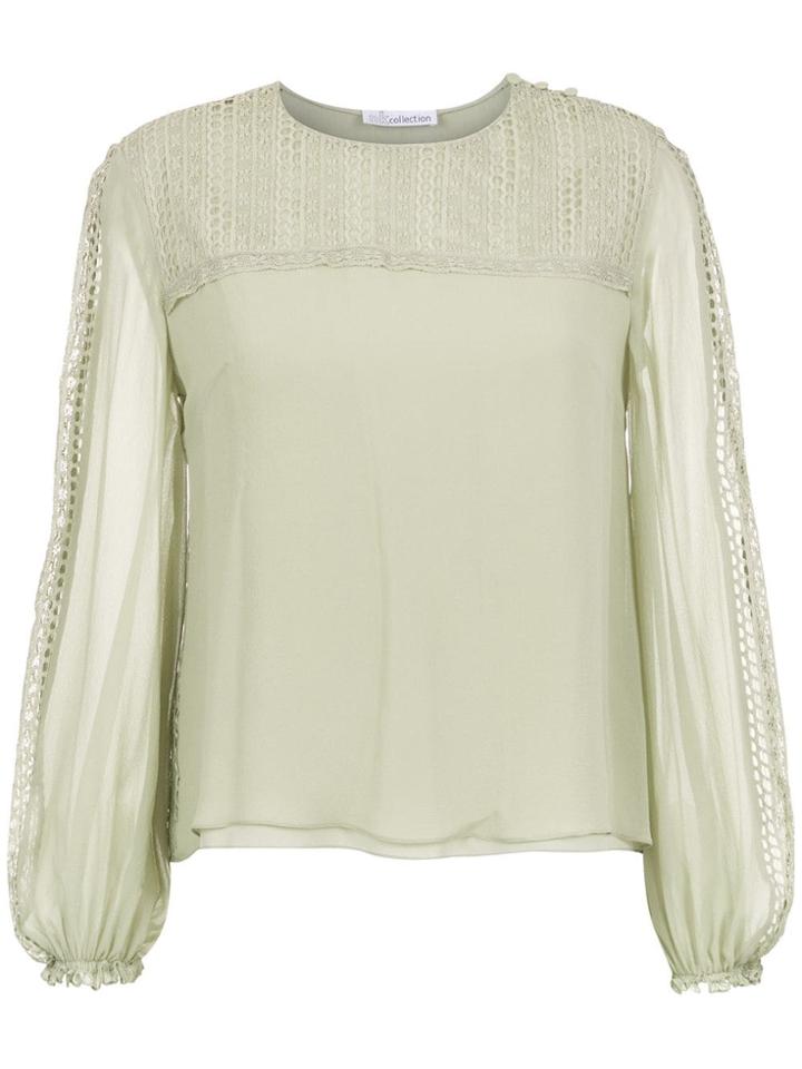 Nk Lace Detail Silk Blouse - Green