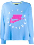 Nike Logo Print Sweatshirt - Blue