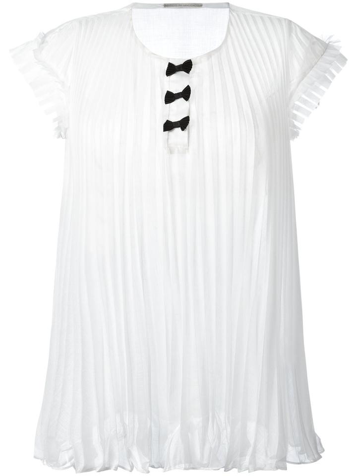 Marco De Vincenzo Pleated Sheer T-shirt, Women's, Size: 44, White, Polyester