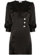 Ganni Wrap-front Mini Dress - Black