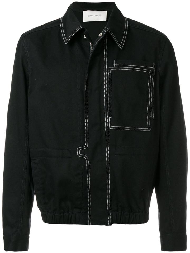 Cédric Charlier Contrast Stitch Jacket - Blue
