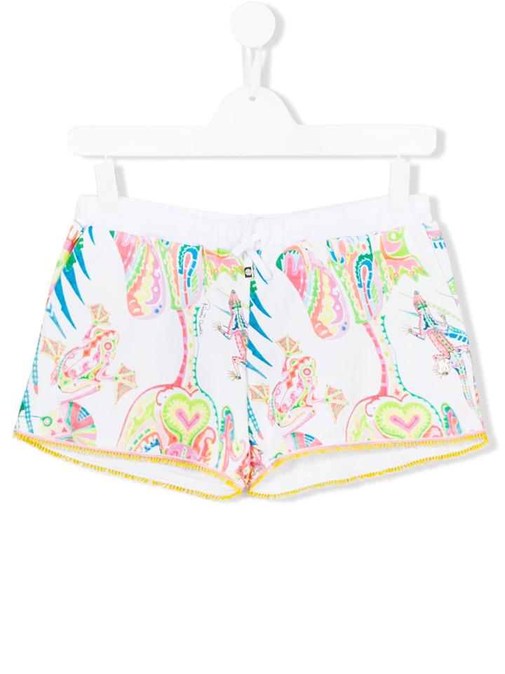 Roberto Cavalli Kids - Teen Abstract Paisley Print Shorts - Kids - Cotton/spandex/elastane - 16 Yrs, Girl's, White