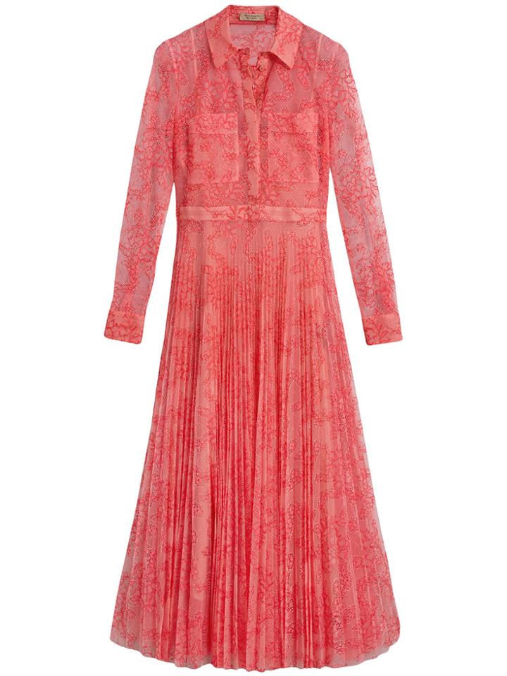 Burberry Pleated Lace Dress - Pink & Purple