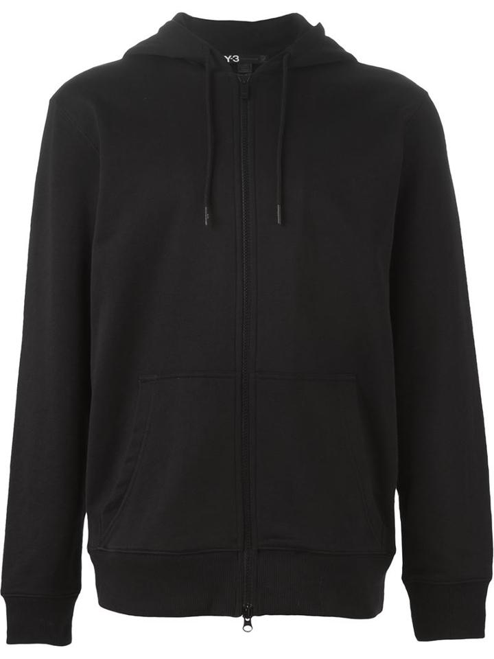 Y-3 Zipped Hoodie, Men's, Size: Small, Black, Cotton