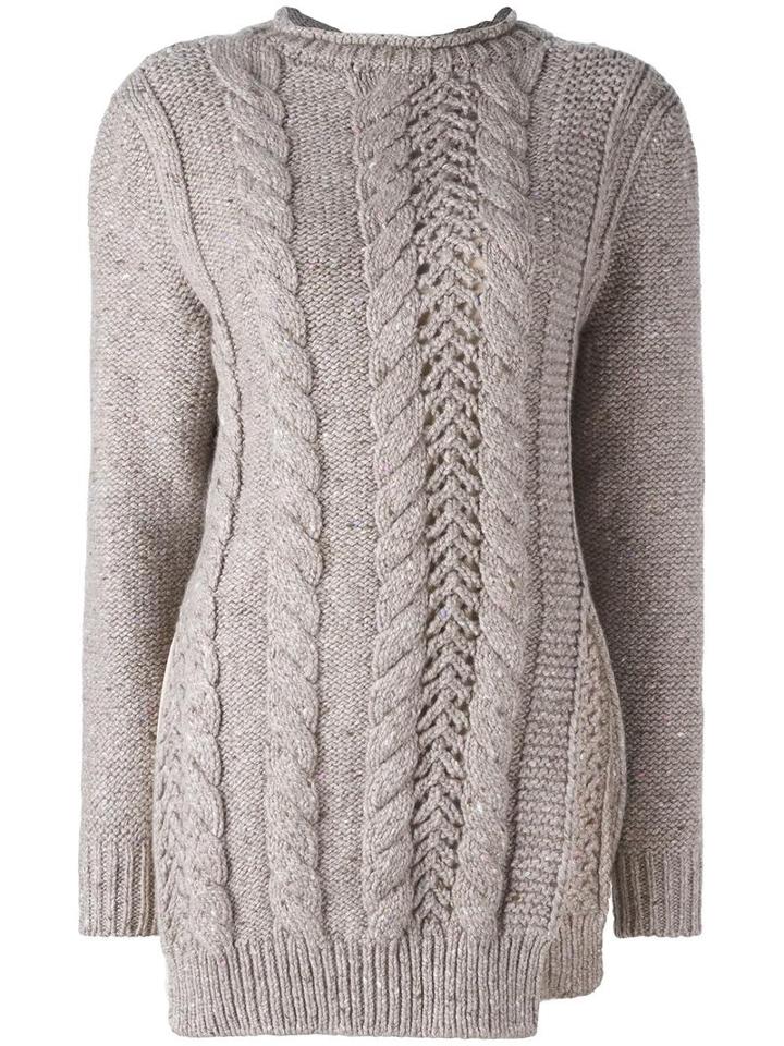 Agnona 'lana' Round Neck Jumper, Women's, Size: 42, Nude/neutrals, Silk/cashmere/wool