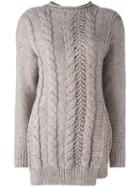 Agnona 'lana' Round Neck Jumper, Women's, Size: 42, Nude/neutrals, Silk/cashmere/wool