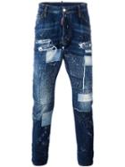 Dsquared2 Patchwork Distressed Jeans, Men's, Size: 46, Blue, Cotton/polyester