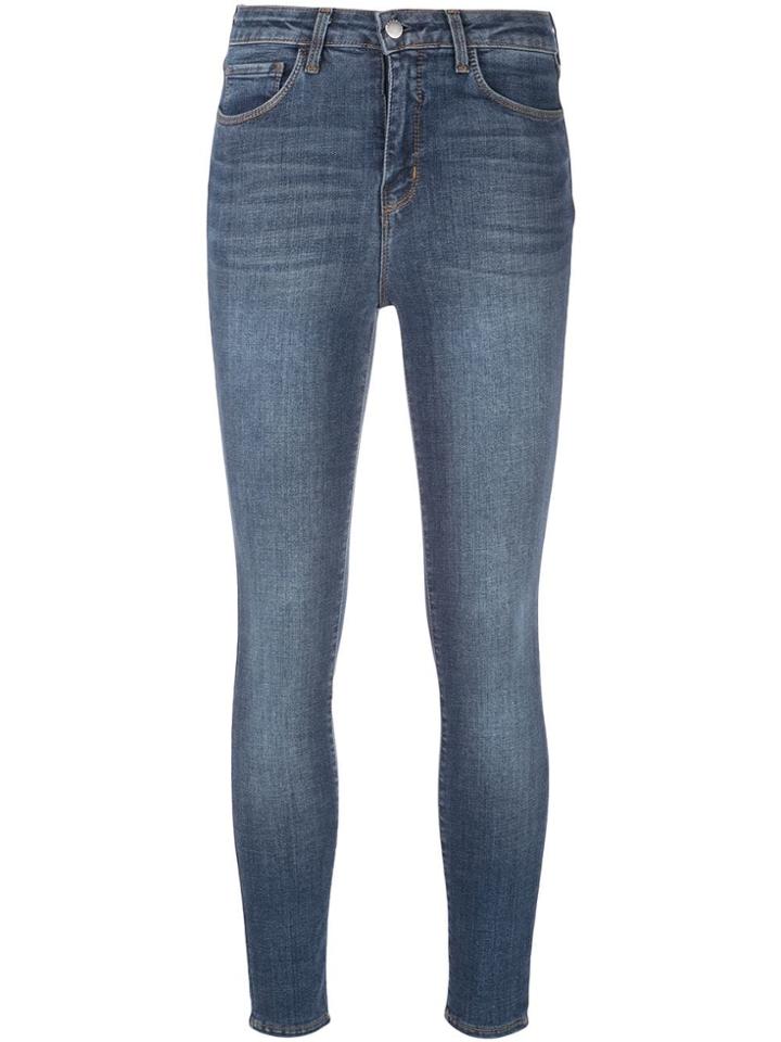 L'agence Skinny Cropped Stonewashed Jeans - Blue
