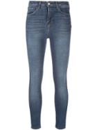 L'agence Skinny Cropped Stonewashed Jeans - Blue