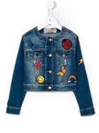 Ermanno Scervino Junior Multi-patch Denim Jacket, Girl's, Size: 10 Yrs, Blue