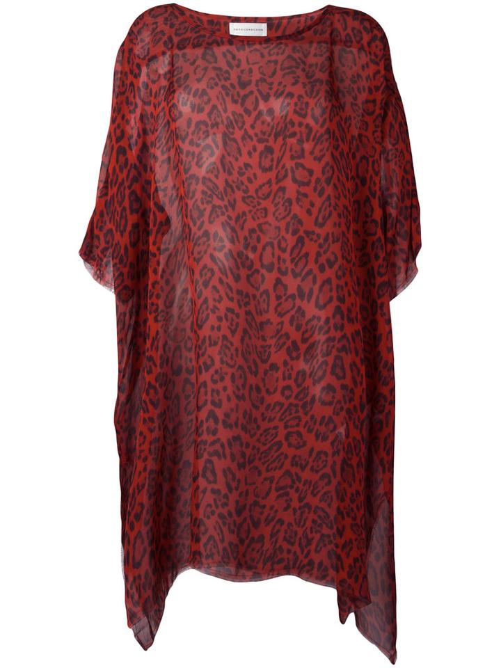 Faith Connexion - Leopard Print Top - Women - Silk - M, Red, Silk