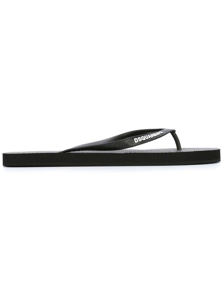 Dsquared2 Logo Flip Flops, Men's, Size: 43, Black, Rubber
