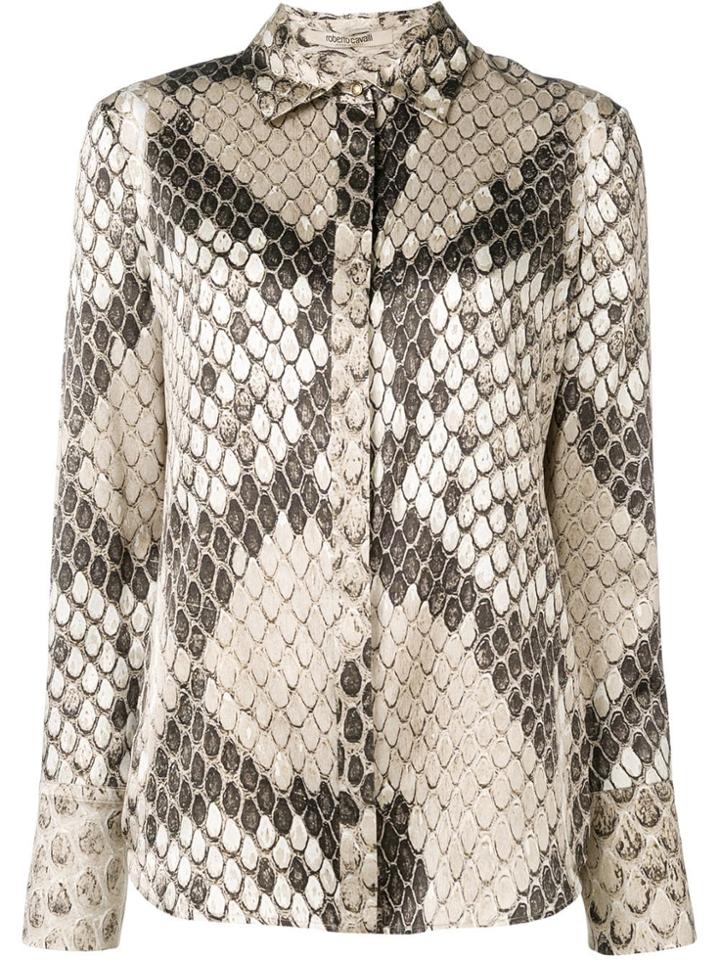 Roberto Cavalli Snakeskin Print Shirt - Neutrals