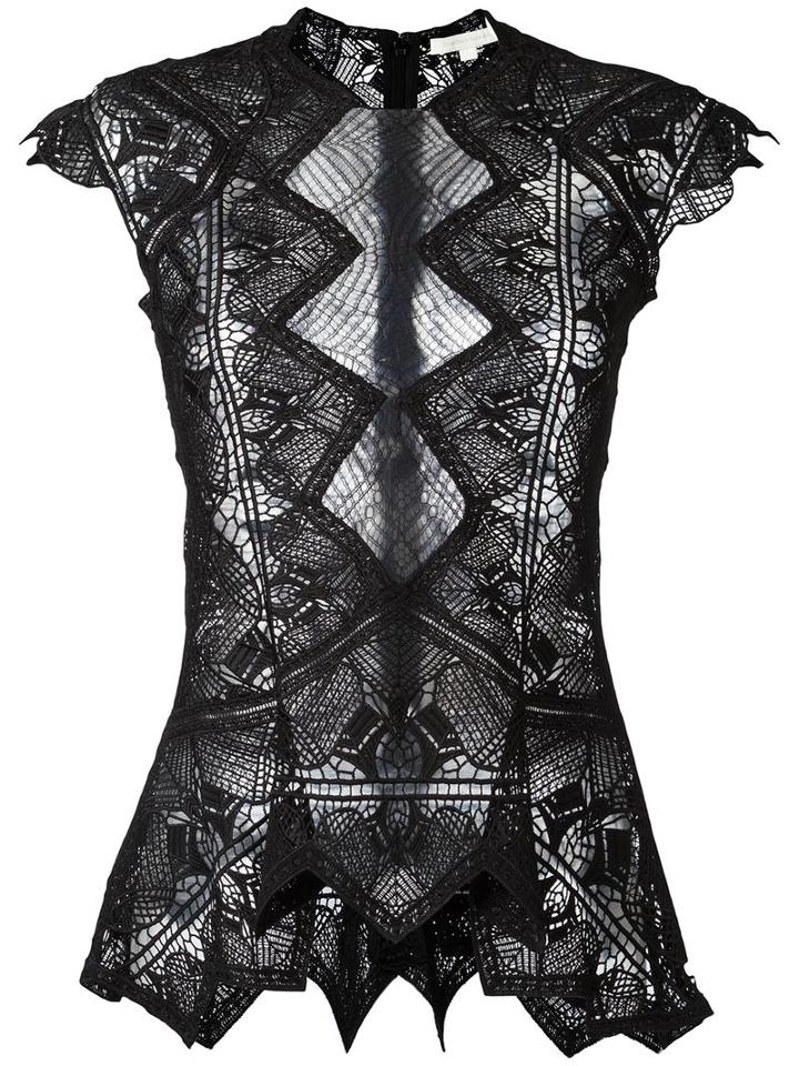 Jonathan Simkhai Heart Motif Macramé Blouse, Women's, Size: Small, Black, Nylon/polyester