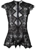 Jonathan Simkhai Heart Motif Macramé Blouse, Women's, Size: Small, Black, Nylon/polyester