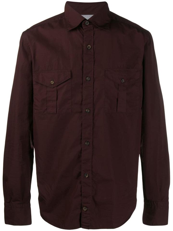 Eleventy Long Sleeved Cotton Shirt - Red