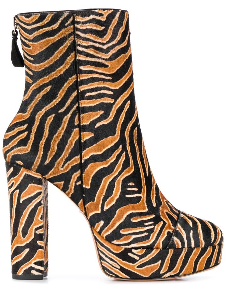 Alexandre Birman Rachel Tiger-pattern Platform Boots - Brown