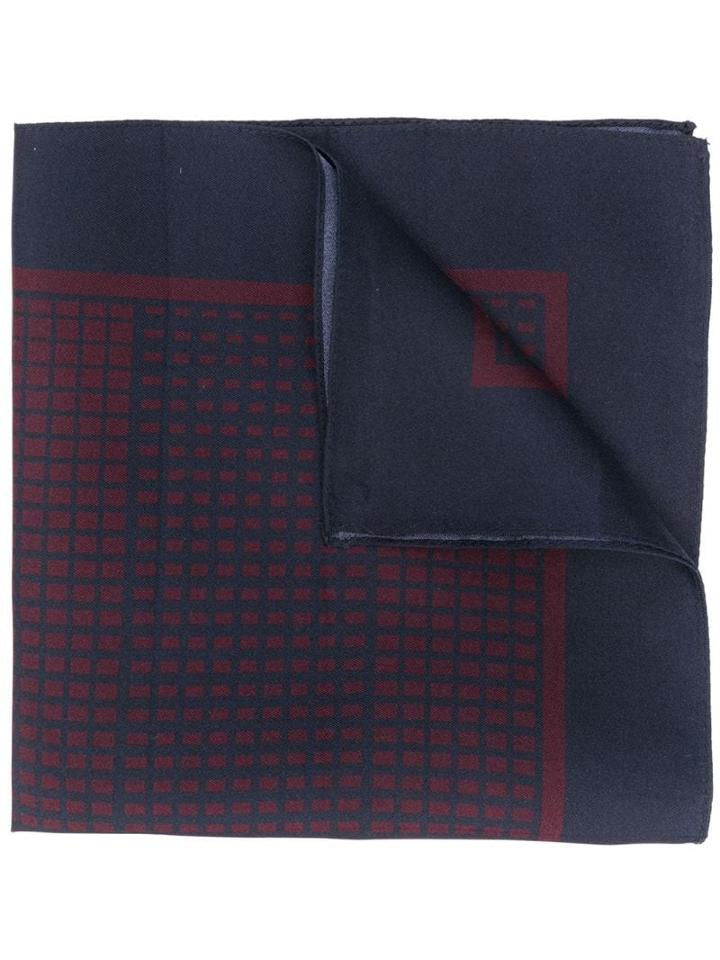 Ermenegildo Zegna Geometric Print Pocket Square - Blue