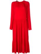No21 Embellished Collar Midi Dress, Women's, Size: 40, Red, Acetate/silk
