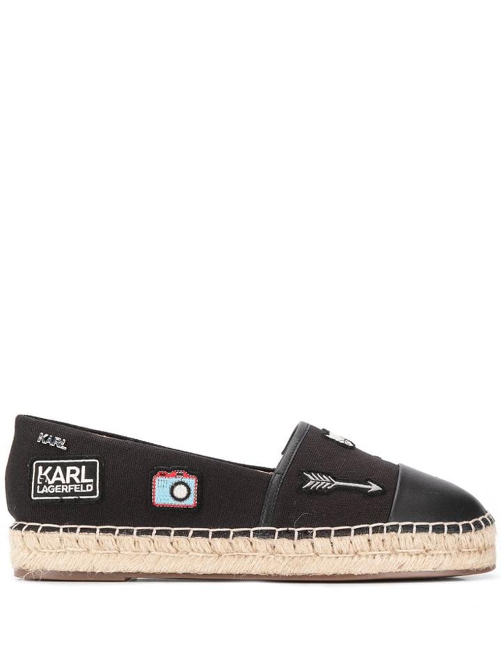 Karl Lagerfeld Appliqué Espadrilles - Black