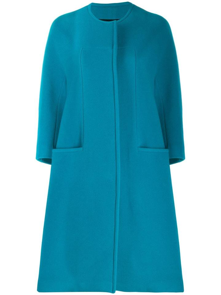 Gianluca Capannolo Collarless Cocoon Coat - Blue