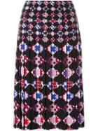 Emilio Pucci Geometric Print Pleated Skirt, Women's, Size: 44, Black, Viscose