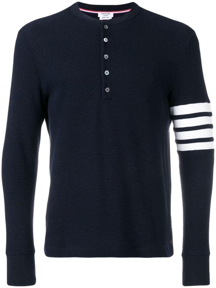 Thom Browne 4-bar Compact Waffle Henley - Blue