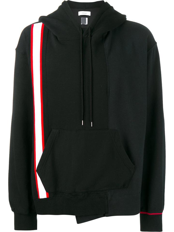 Facetasm Striped Long Sleeve Hoodie, Men's, Size: 4, Black, Cotton