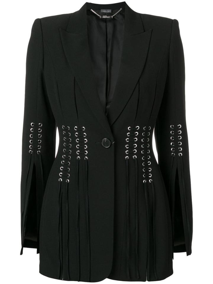 Alexander Mcqueen Eyelet Detailed Fitted Jacket - Black