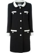 Moschino Peter Pan Collar Coat, Women's, Size: 40, Black, Polyester/rayon