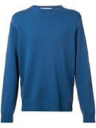 Marni Contrast Top Stitch Sweater, Men's, Size: 52, Blue, Cashmere