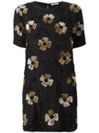 P.a.r.o.s.h. Sequin Flower Dress, Women's, Size: Xs, Black, Silk/pvc