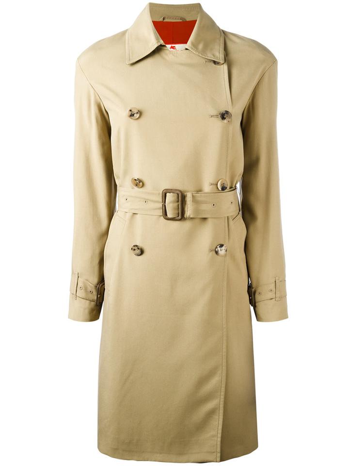 Etro Belted Trench Coat, Women's, Size: 42, Brown, Silk/acetate