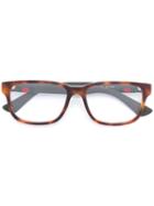Gucci Eyewear Web Trim Rectangle Glasses, Brown, Acetate/rubber
