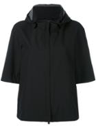 Herno - Shortsleeved Hooded Jacket - Women - Polyester/fluorofibra - 44, Black, Polyester/fluorofibra
