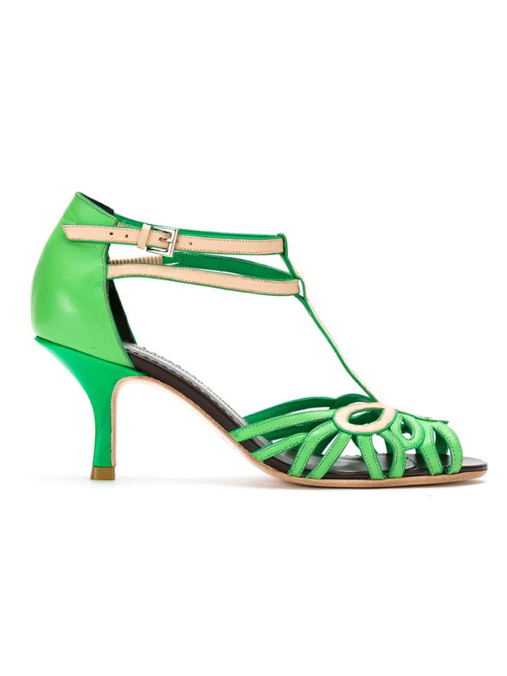 Sarah Chofakian Color Blocked Pumps - Green
