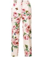 Dolce & Gabbana Rose Print Brocade Trousers - Nude & Neutrals