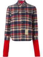 Dsquared2 Contrasted Panel Jacket, Women's, Size: 40, Red, Cotton/calf Leather/polyamide/wool