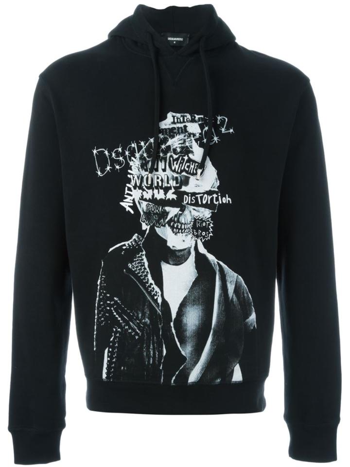 Dsquared2 Punk Print Hoodie, Men's, Size: Medium, Black, Cotton